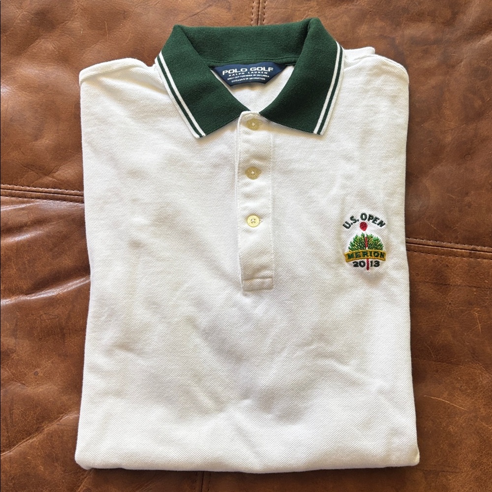Polo Golf by Ralph Lauren White with Green Collar, US Open 2013, Vintage, Rare